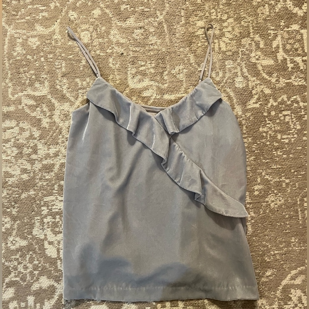 J Crew Ruffle Tank Silver Velvet